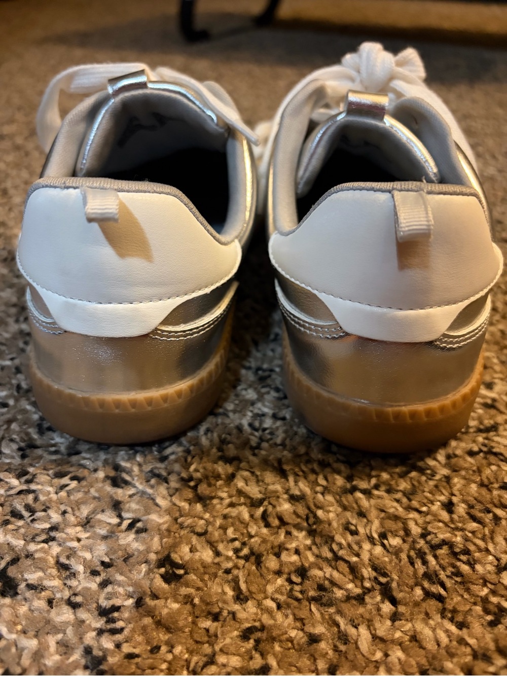 Women's Silver Athletic Sneakers with White Laces - Picture 3 of 4